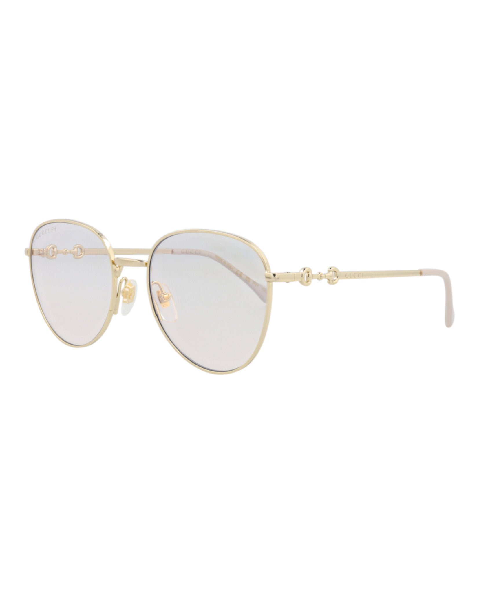 Gucci Gucci Womens Round/Oval Gold Gold Transparent Fashion Designer Eyewear