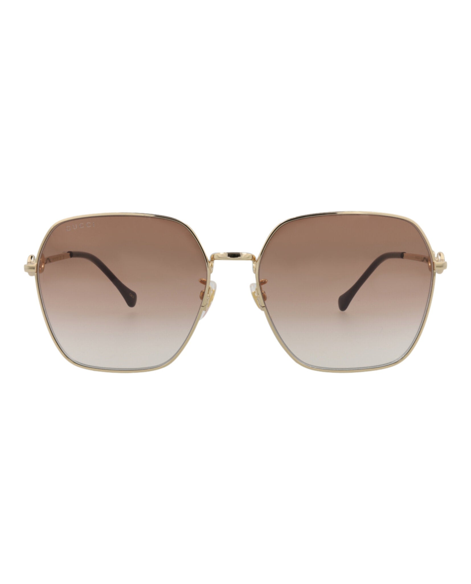 Gucci Womens Square/Rectangle Gold Gold Brown Fashion Designer Eyewear