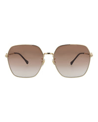 Gucci Womens Square/Rectangle Gold Gold Brown Fashion Designer Eyewear