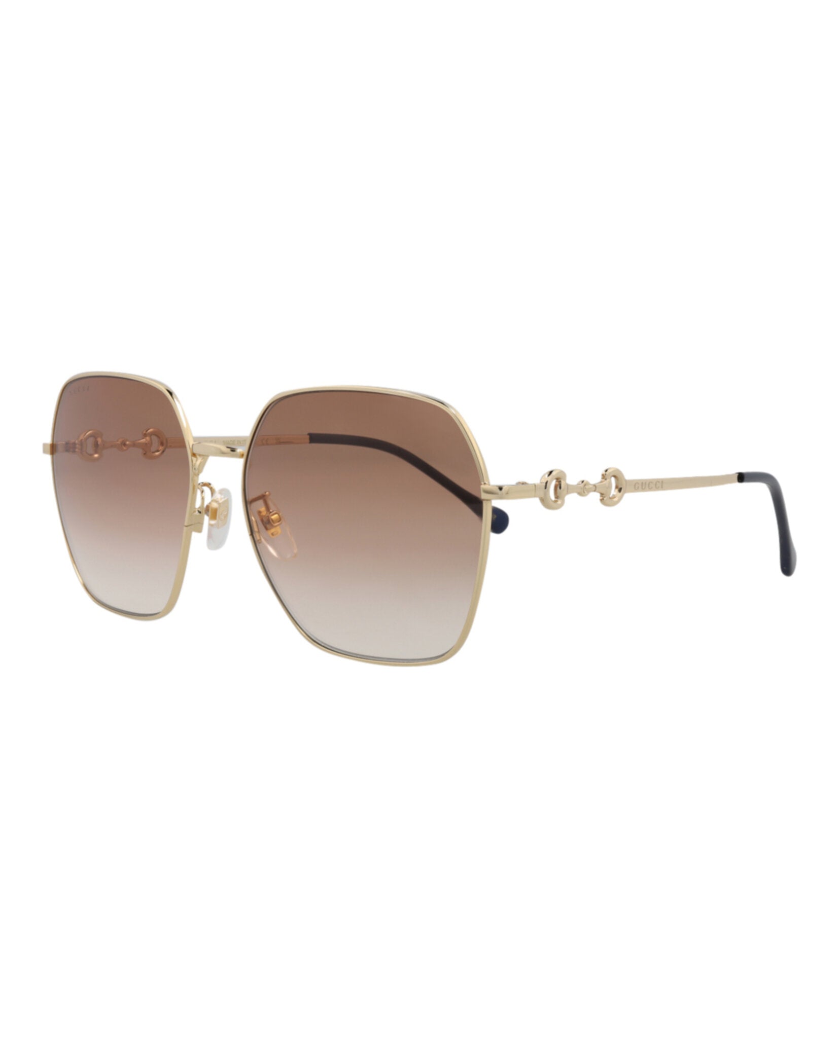 Gucci Womens Square/Rectangle Gold Gold Brown Fashion Designer Eyewear