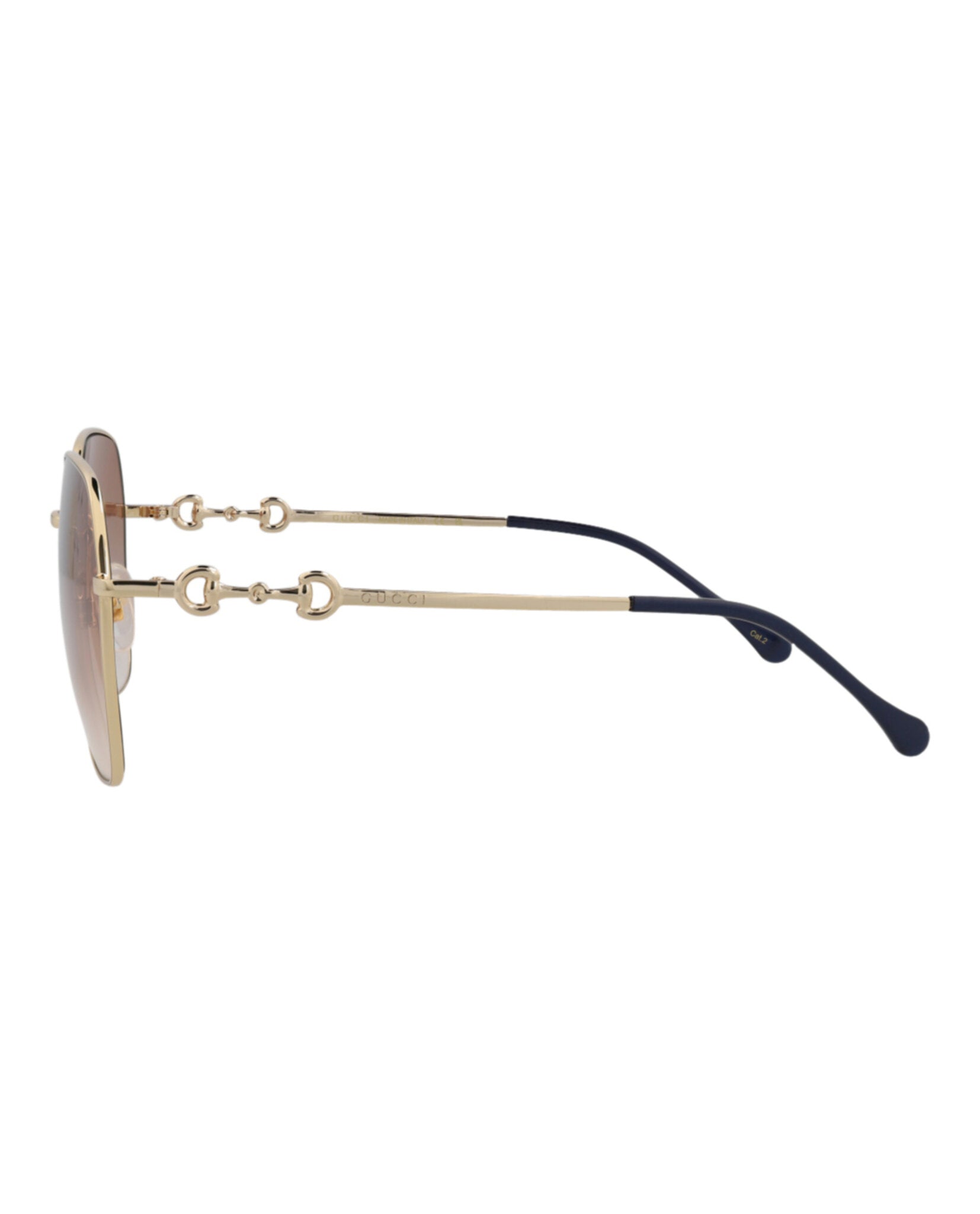 Gucci Womens Square/Rectangle Gold Gold Brown Fashion Designer Eyewear