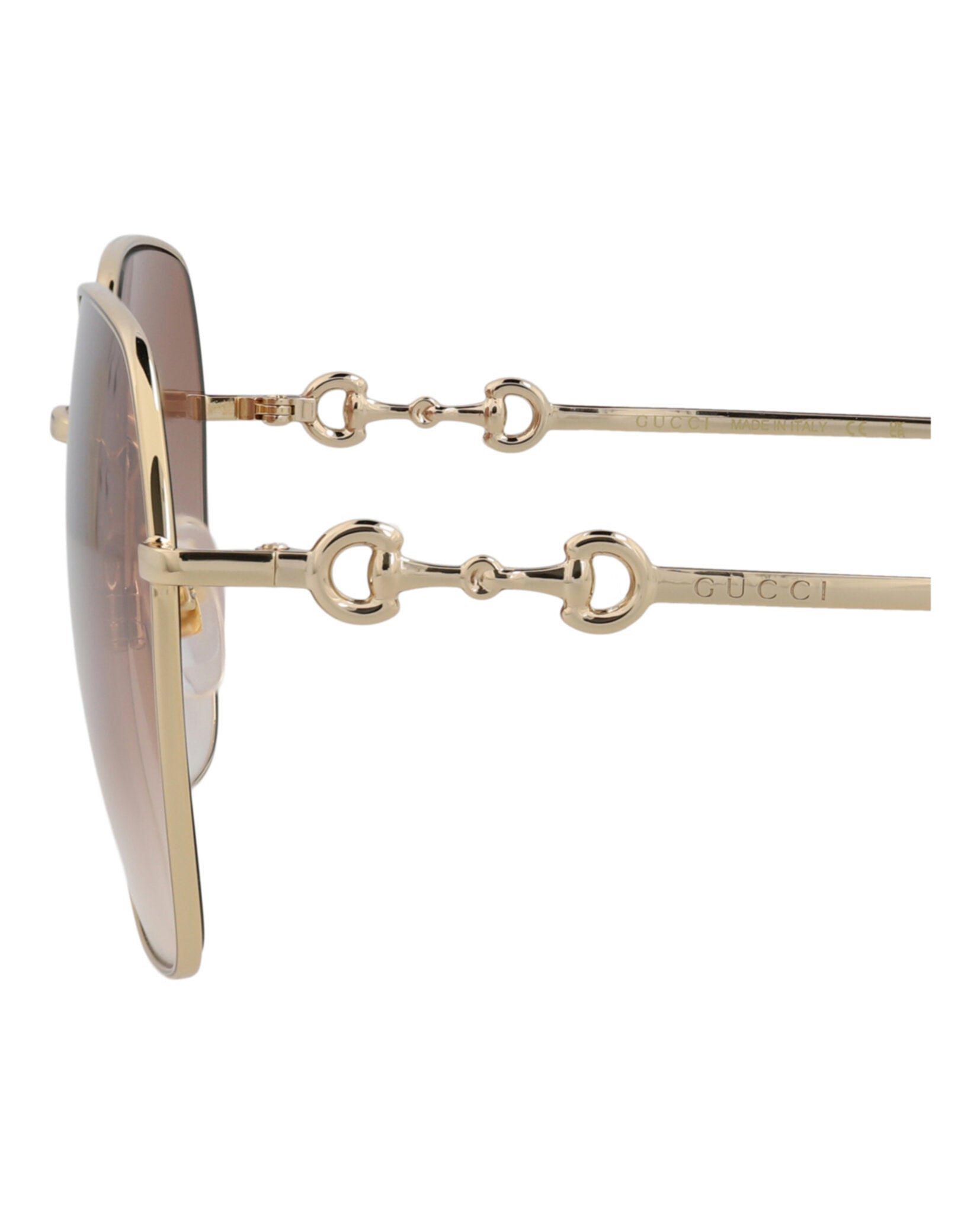 Gucci Womens Square/Rectangle Gold Gold Brown Fashion Designer Eyewear