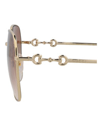 Gucci Womens Square/Rectangle Gold Gold Brown Fashion Designer Eyewear