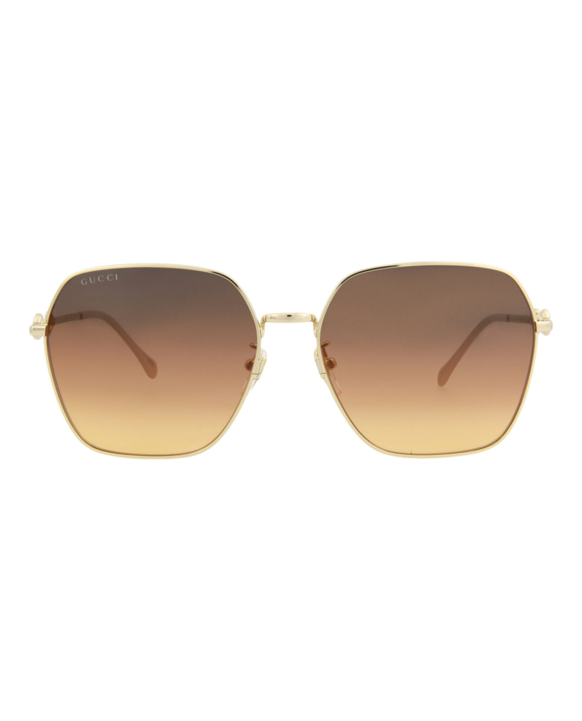 Gucci Womens Square/Rectangle Gold Gold Brown Fashion Designer Eyewear