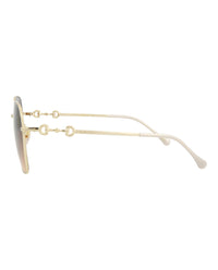 Gucci Womens Square/Rectangle Gold Gold Brown Fashion Designer Eyewear
