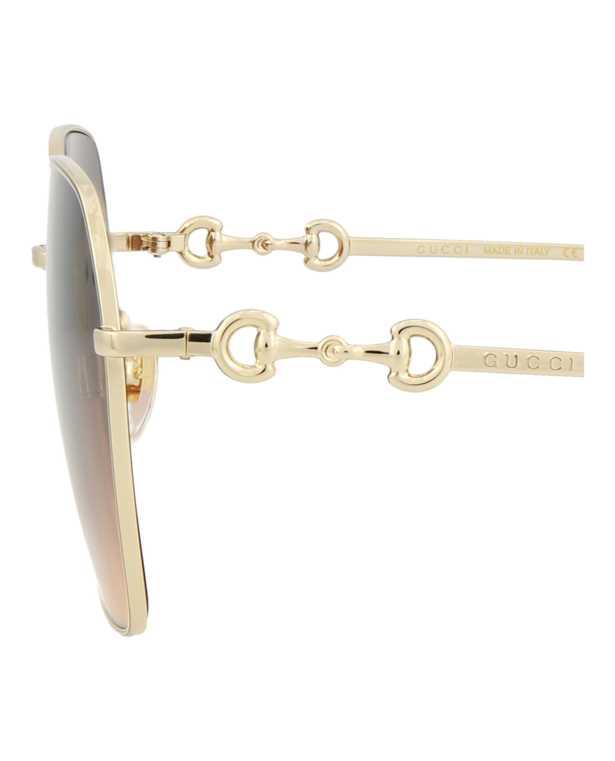 Gucci Womens Square/Rectangle Gold Gold Brown Fashion Designer Eyewear