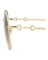 Gucci Womens Square/Rectangle Gold Gold Brown Fashion Designer Eyewear