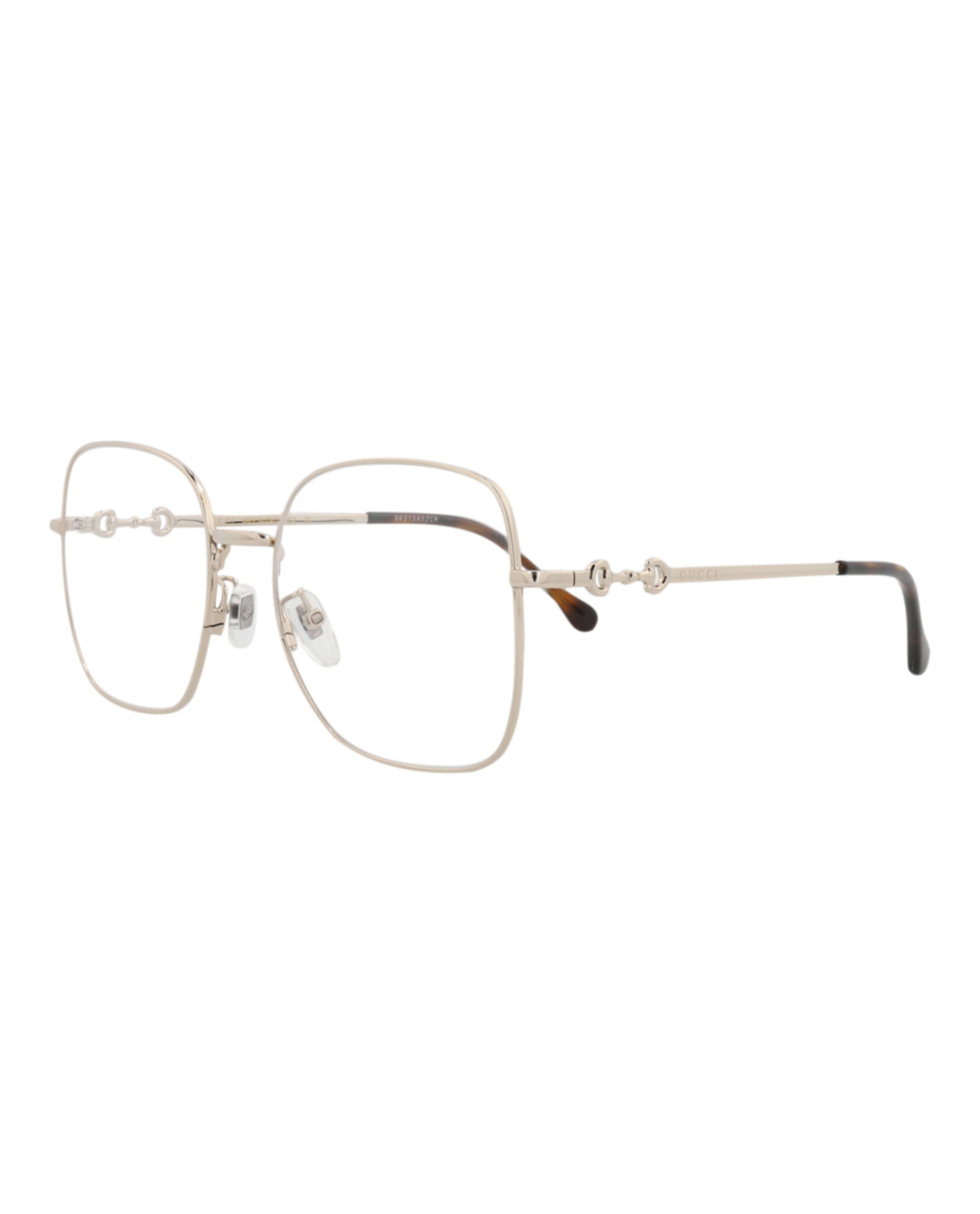 Gucci Womens Square/Rectangle Gold Gold Transparent Fashion Designer Eyewear