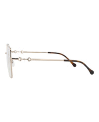 Gucci Womens Square/Rectangle Gold Gold Transparent Fashion Designer Eyewear