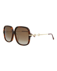 Gucci Womens Square/Rectangle Havana Gold Red Fashion Designer Eyewear