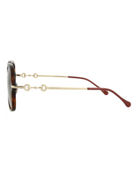 Gucci Womens Square/Rectangle Havana Gold Red Fashion Designer Eyewear