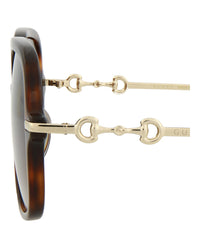 Gucci Womens Square/Rectangle Havana Gold Red Fashion Designer Eyewear
