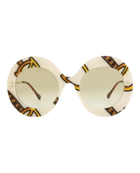 Gucci Womens Round/Oval Ivory Gold Brown Fashion Designer Eyewear