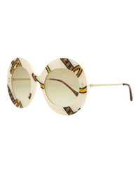 Gucci Womens Round/Oval Ivory Gold Brown Fashion Designer Eyewear
