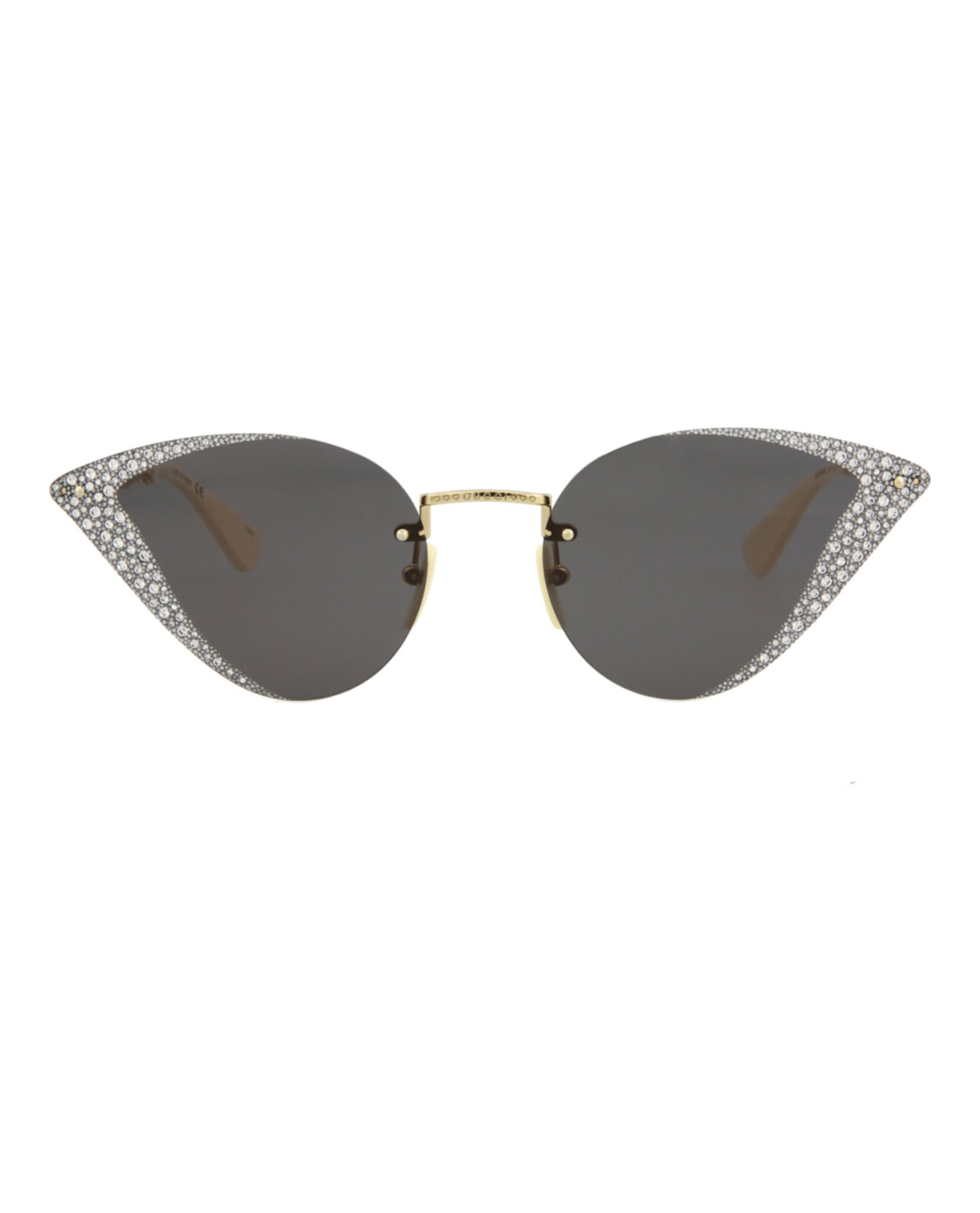 Gucci Gucci Womens Cat Eye Gold Gold Grey Fashion Designer Eyewear