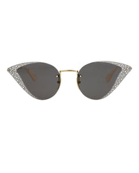Gucci Gucci Womens Cat Eye Gold Gold Grey Fashion Designer Eyewear