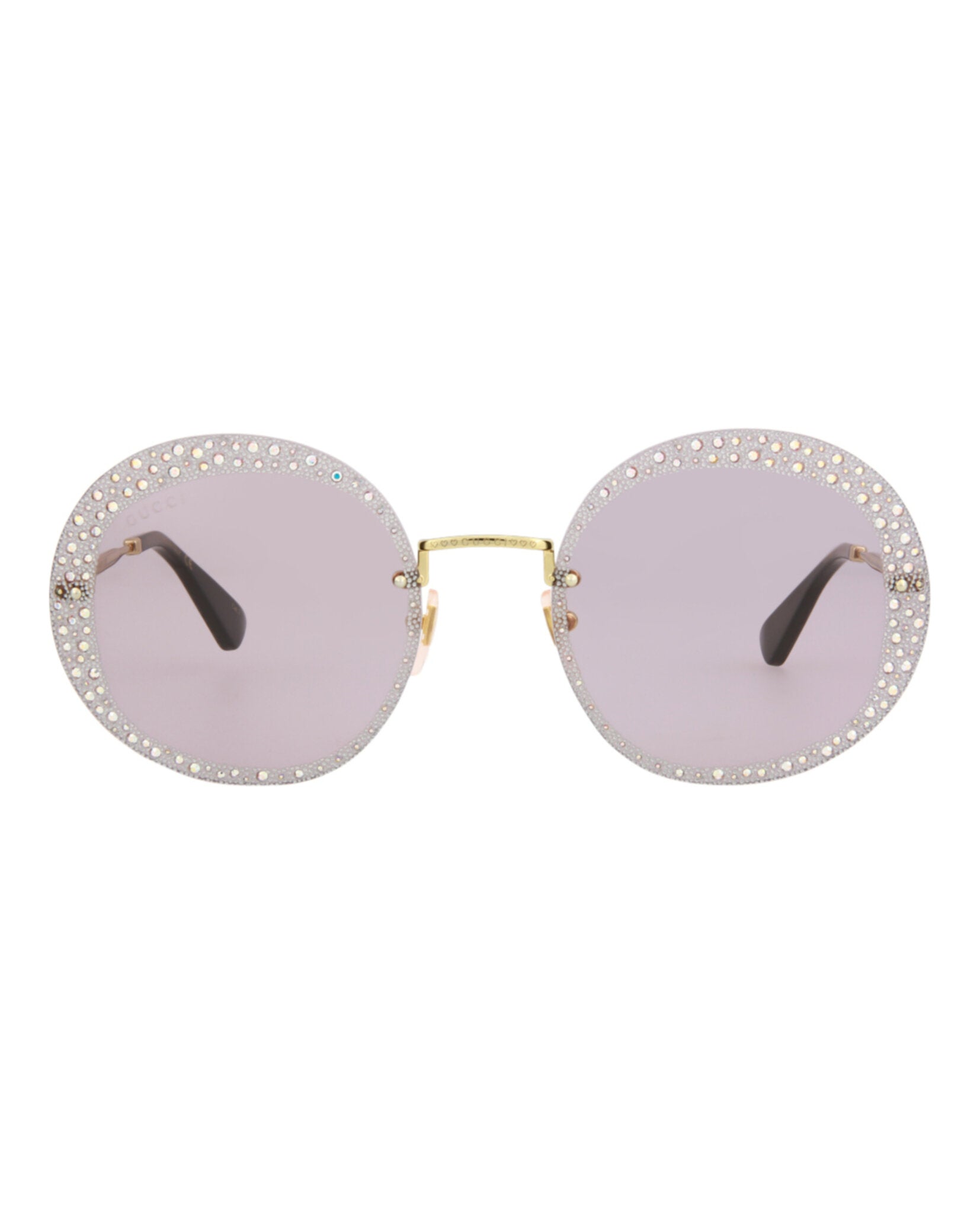 Gucci Womens Round/Oval Gold Gold Violet Fashion Designer Eyewear Gold Gold Violet
