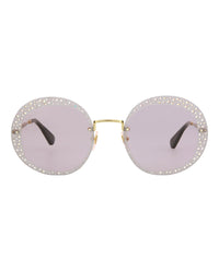 Gucci Womens Round/Oval Gold Gold Violet Fashion Designer Eyewear Gold Gold Violet