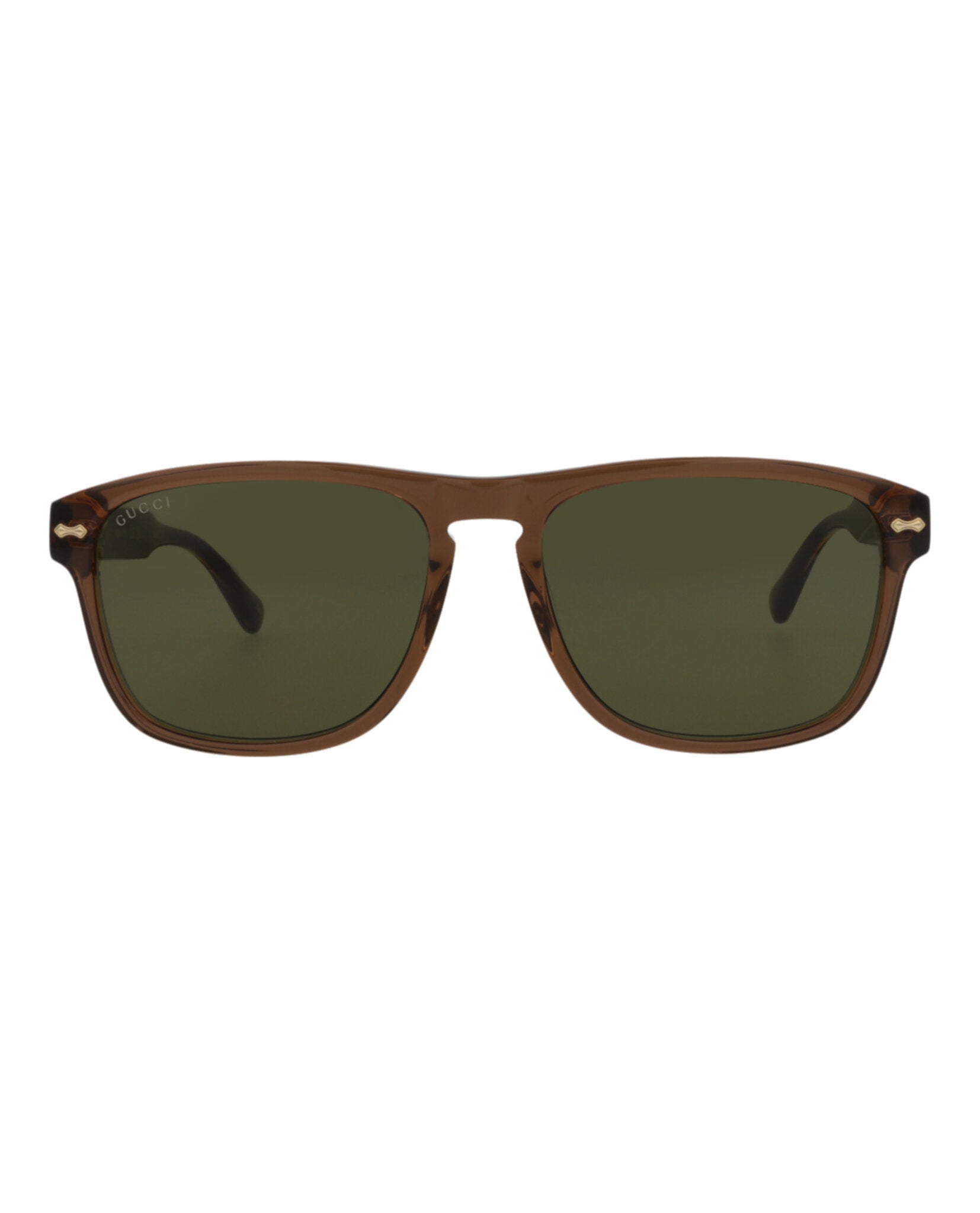 Gucci Mens Square/Rectangle Brown Brown Green Fashion Designer Eyewear