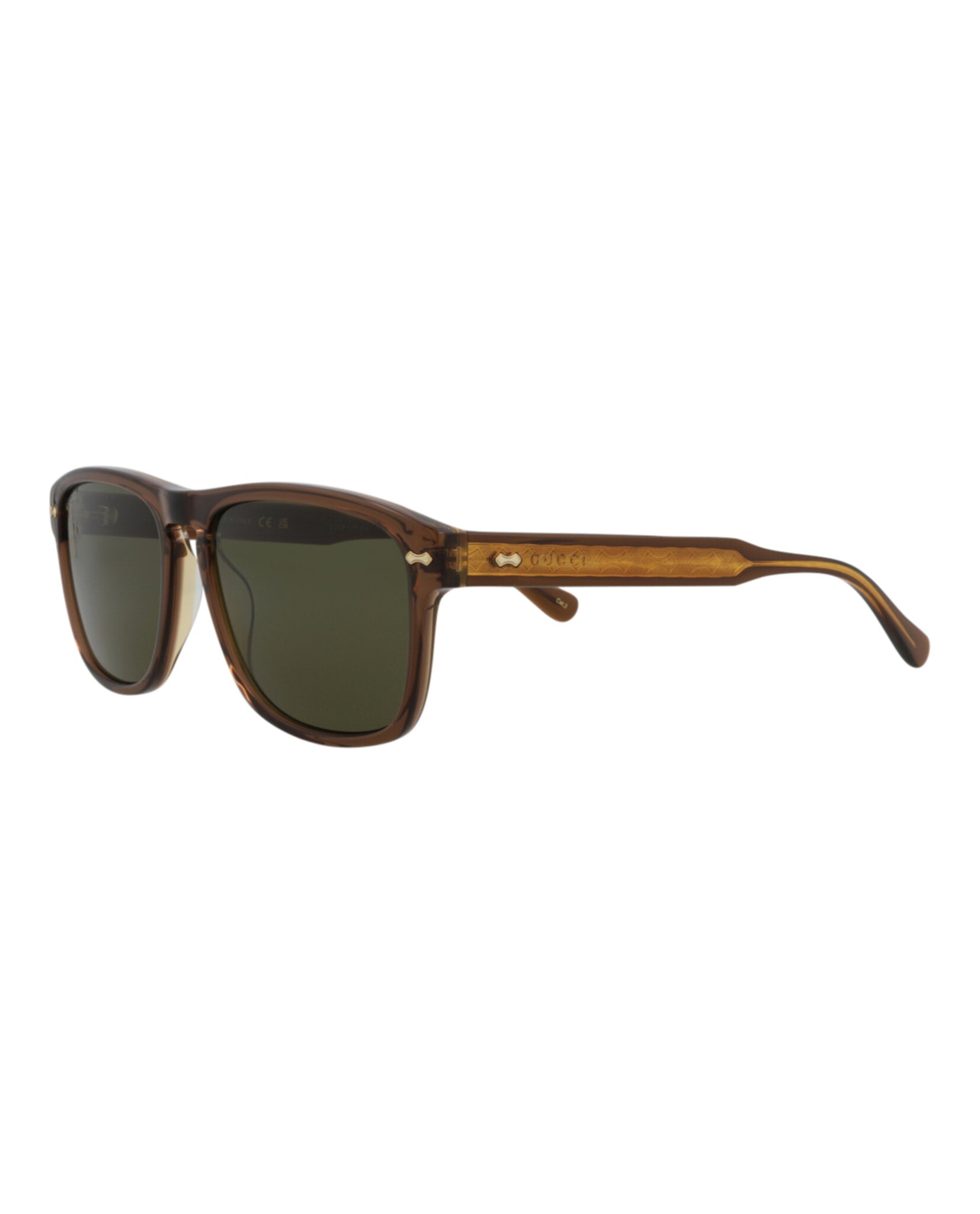 Gucci Mens Square/Rectangle Brown Brown Green Fashion Designer Eyewear