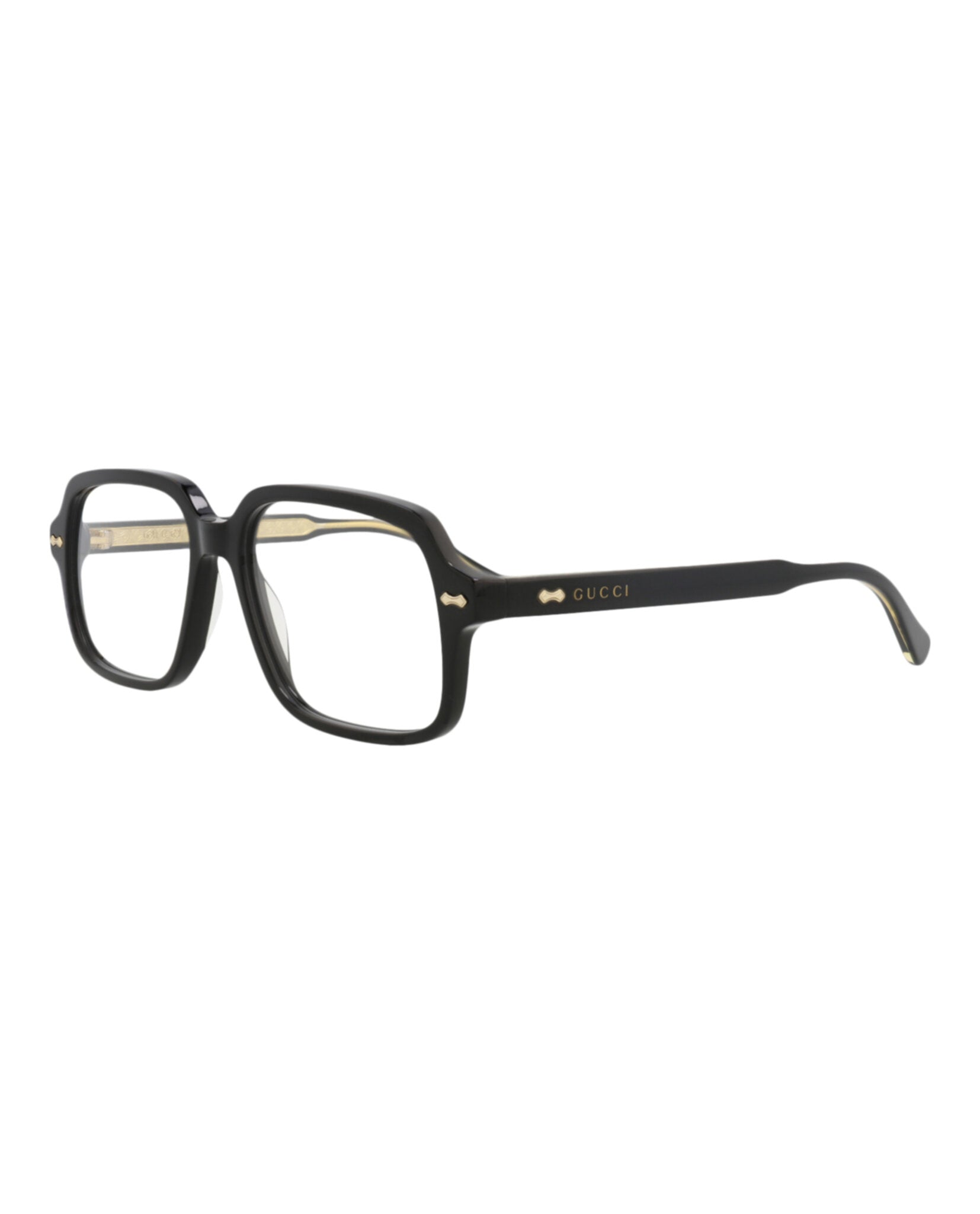 Gucci Gucci Mens Square/Rectangle Black Black Transparent Fashion Designer Eyewear