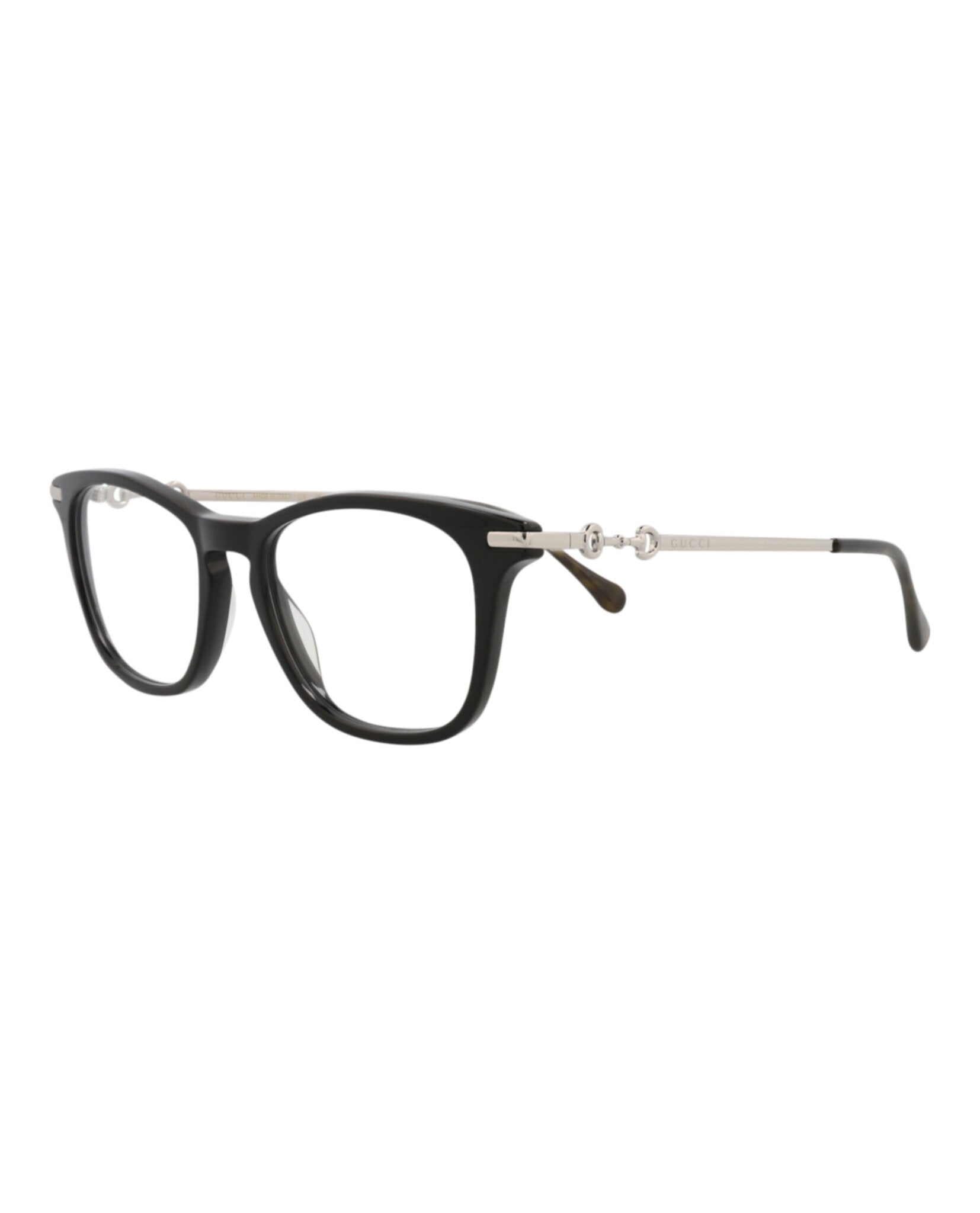 Gucci Mens Square/Rectangle Black Silver Transparent Fashion Designer Eyewear