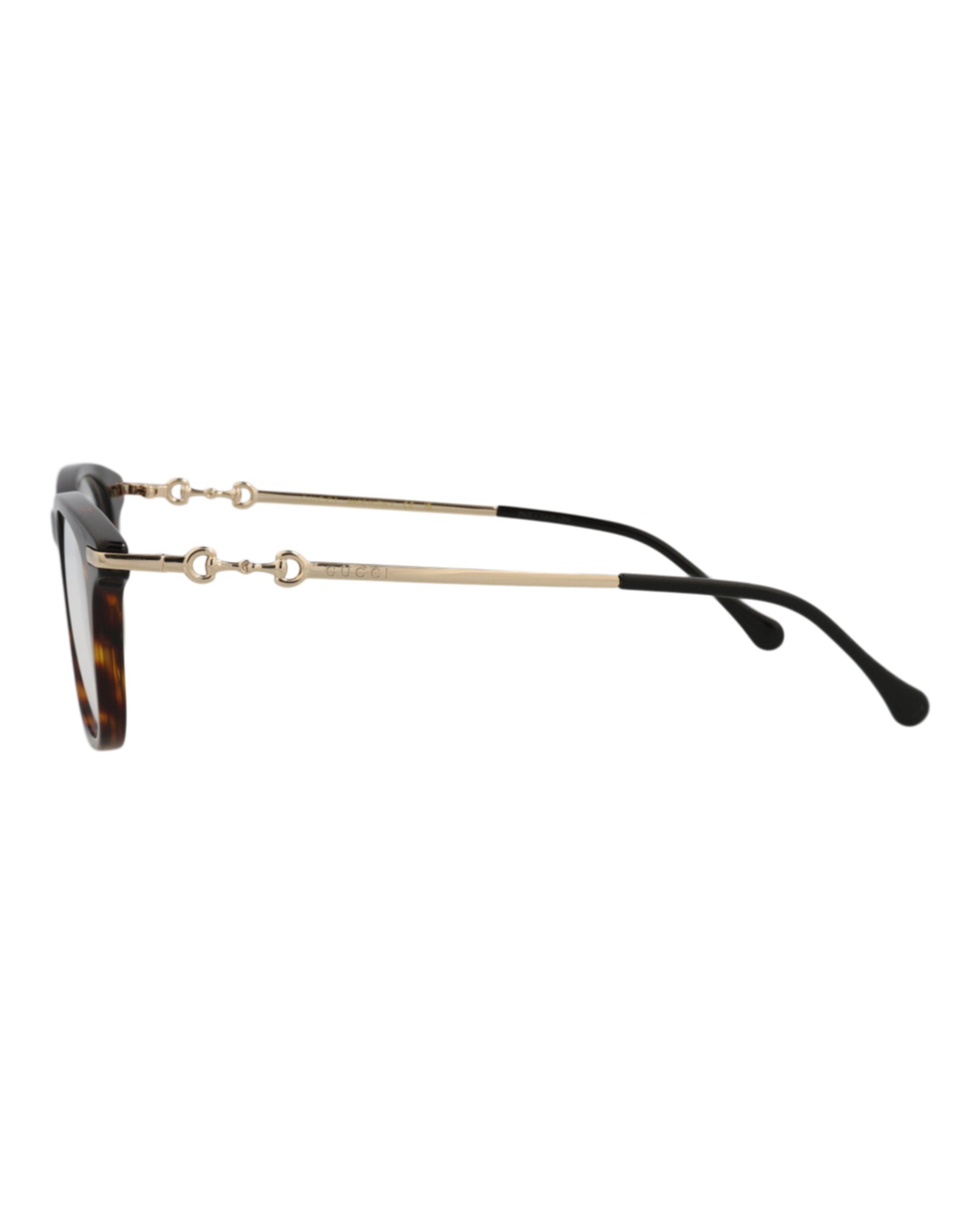 Gucci Mens Square/Rectangle Havana Gold Transparent Fashion Designer Eyewear