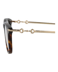 Gucci Mens Square/Rectangle Havana Gold Transparent Fashion Designer Eyewear