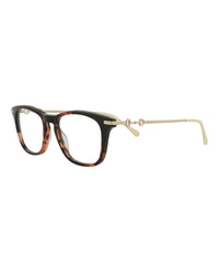 Gucci Mens Square/Rectangle Havana Gold Transparent Fashion Designer Eyewear