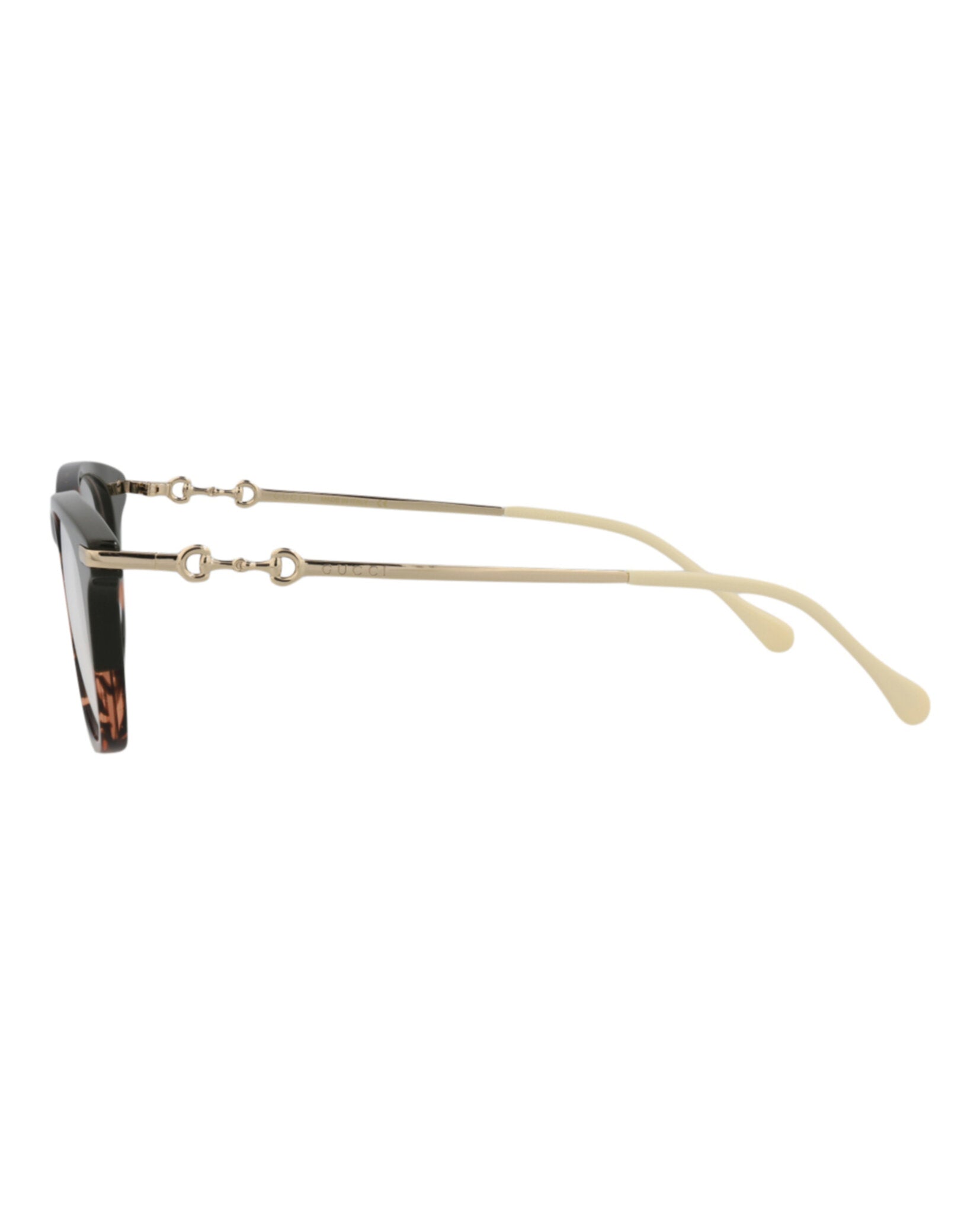 Gucci Mens Square/Rectangle Havana Gold Transparent Fashion Designer Eyewear