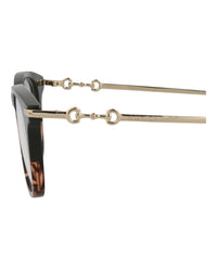 Gucci Mens Square/Rectangle Havana Gold Transparent Fashion Designer Eyewear