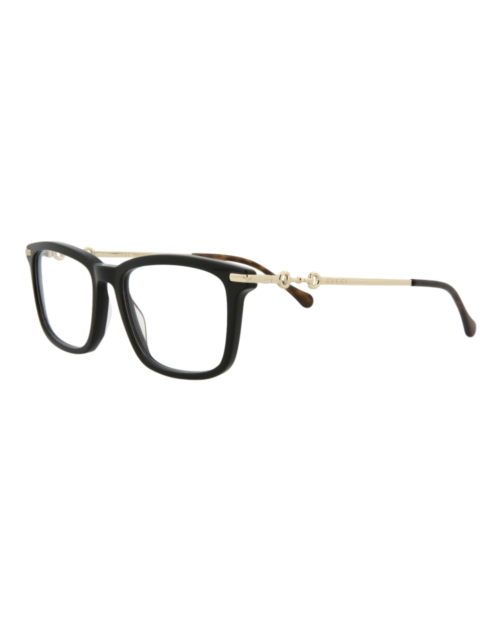 Gucci Gucci Mens Square/Rectangle Black Gold Transparent Fashion Designer Eyewear
