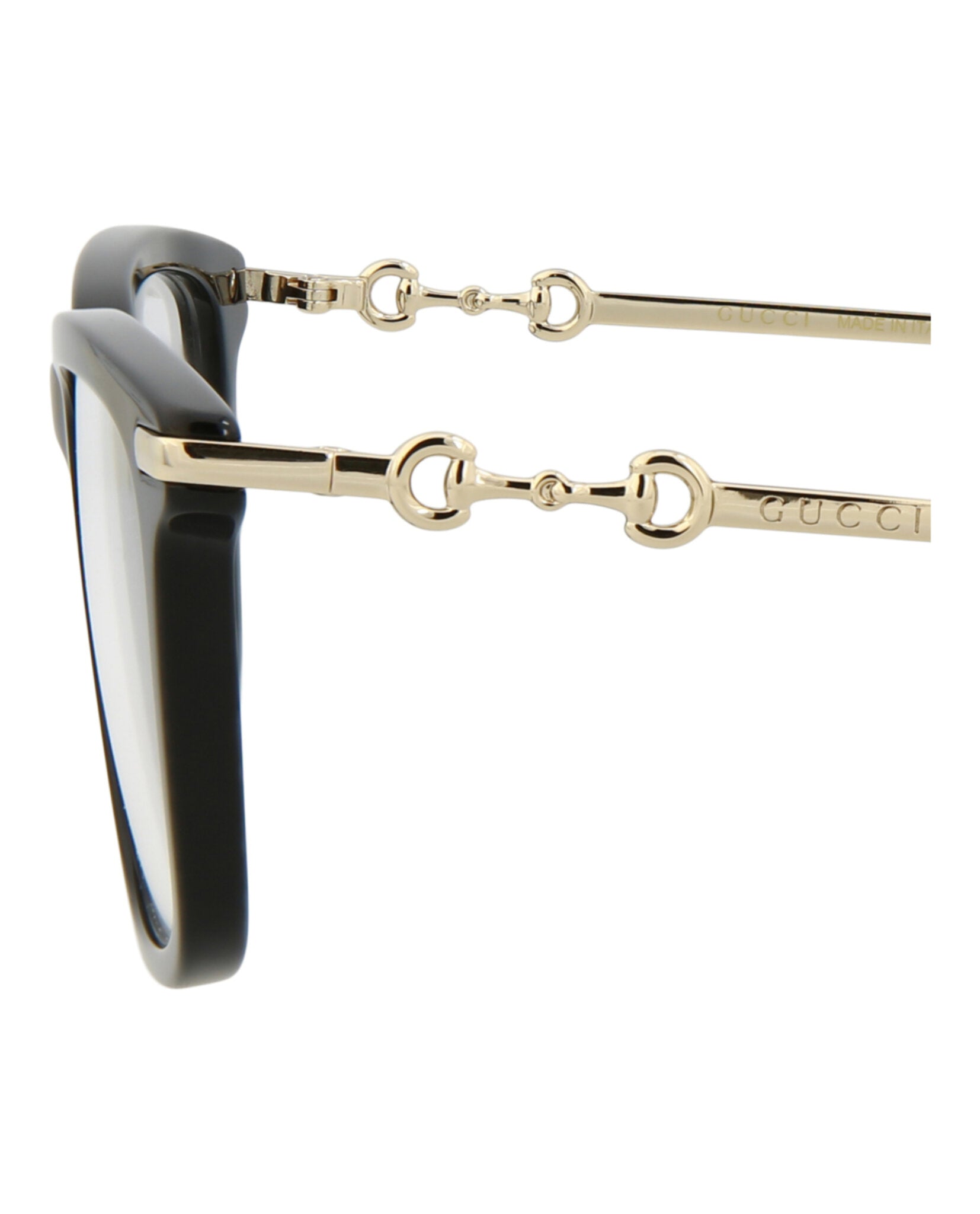 Gucci Gucci Mens Square/Rectangle Black Gold Transparent Fashion Designer Eyewear
