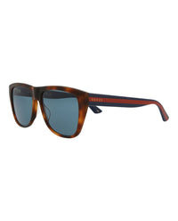Gucci Mens Square/Rectangle Havana Blue Blue Fashion Designer Eyewear