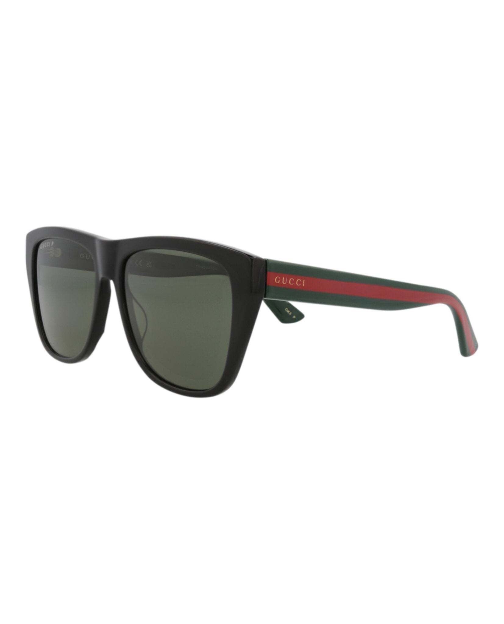 Gucci Gucci Mens Square/Rectangle Black Green Green Fashion Designer Eyewear