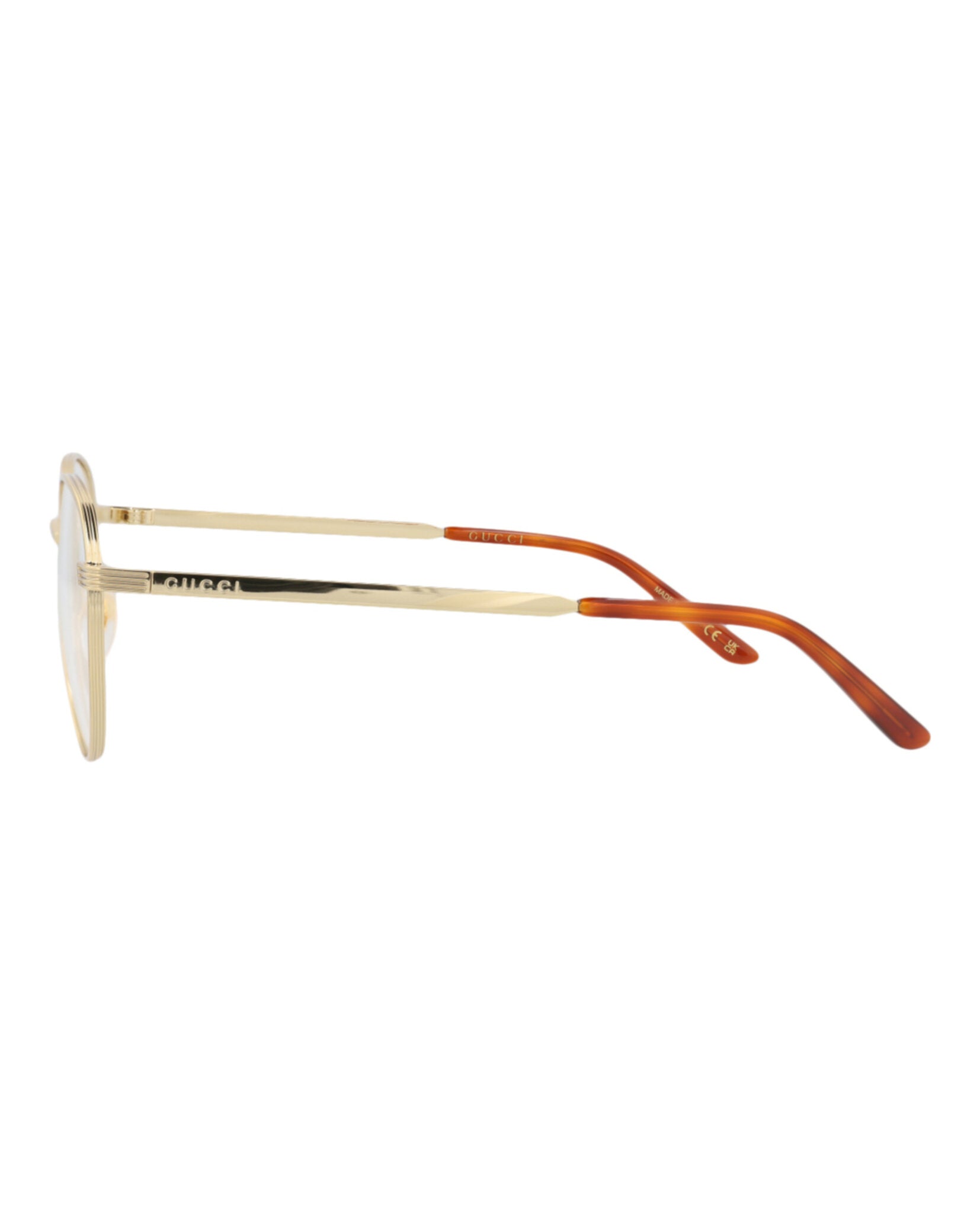 Gucci Gucci Mens Round/Oval Gold Gold Transparent Fashion Designer Eyewear