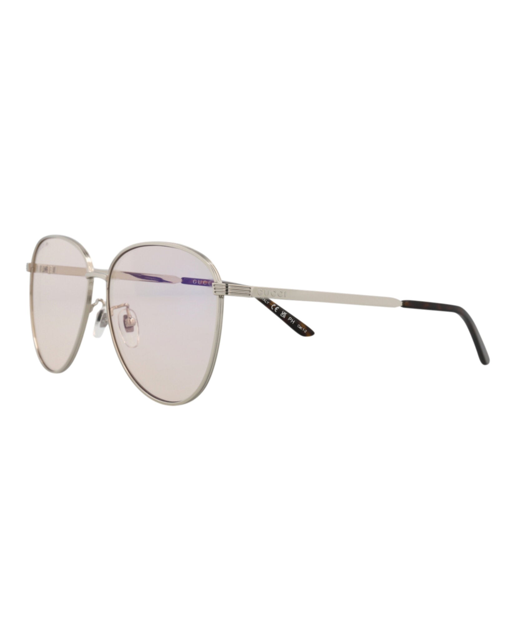 Gucci Unisex Aviator Silver Silver Yellow Fashion Designer Eyewear