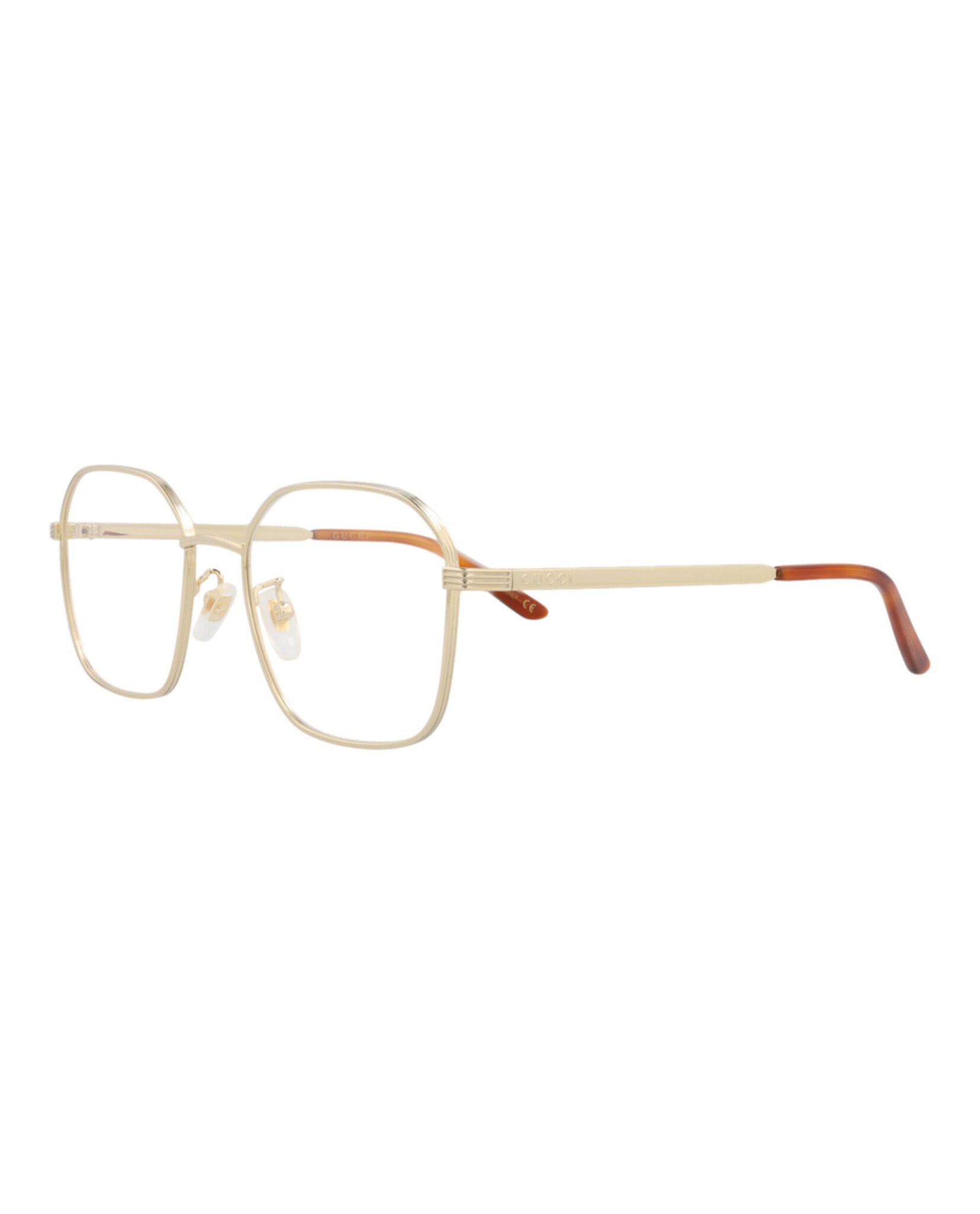 Gucci Gucci Mens Square/Rectangle Gold Gold Transparent Fashion Designer Eyewear
