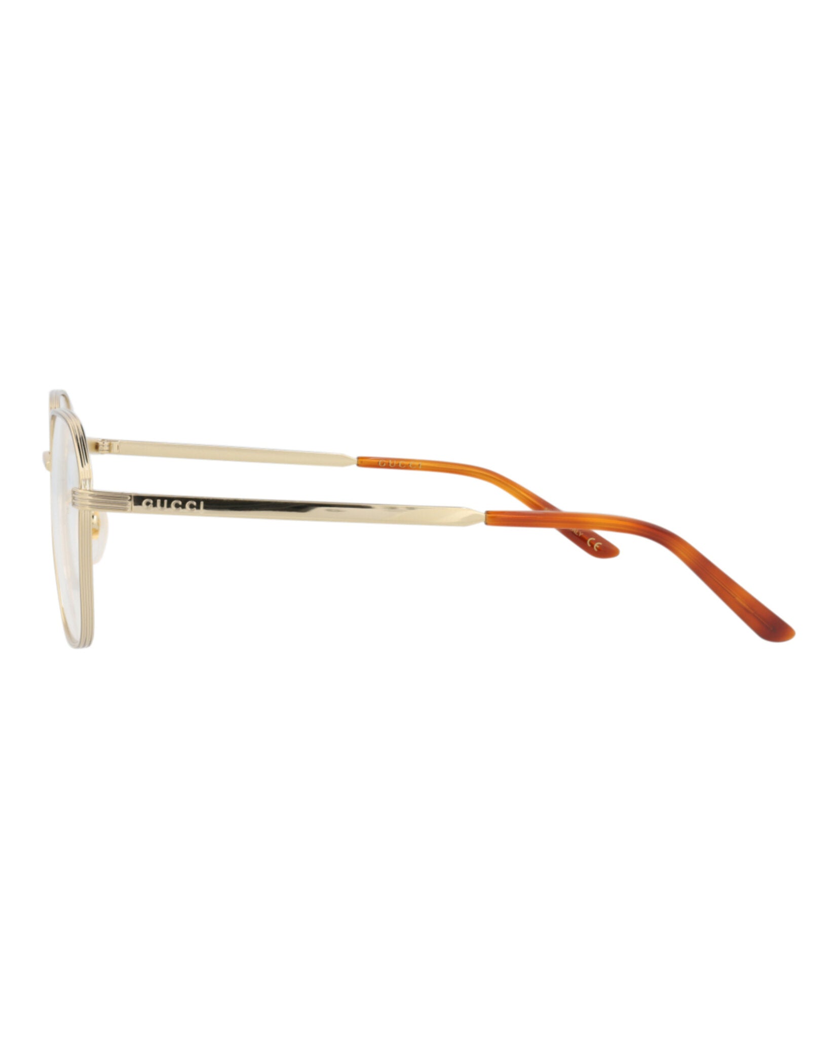 Gucci Gucci Mens Square/Rectangle Gold Gold Transparent Fashion Designer Eyewear