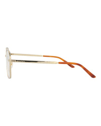 Gucci Gucci Mens Square/Rectangle Gold Gold Transparent Fashion Designer Eyewear