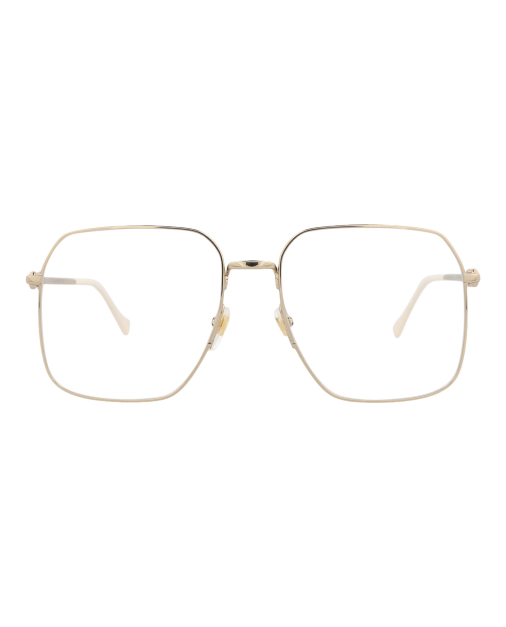 Gucci Gucci Unisex Square/Rectangle Gold Gold Transparent Fashion Designer Eyewear