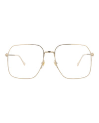 Gucci Gucci Unisex Square/Rectangle Gold Gold Transparent Fashion Designer Eyewear