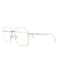Gucci Gucci Unisex Square/Rectangle Gold Gold Transparent Fashion Designer Eyewear