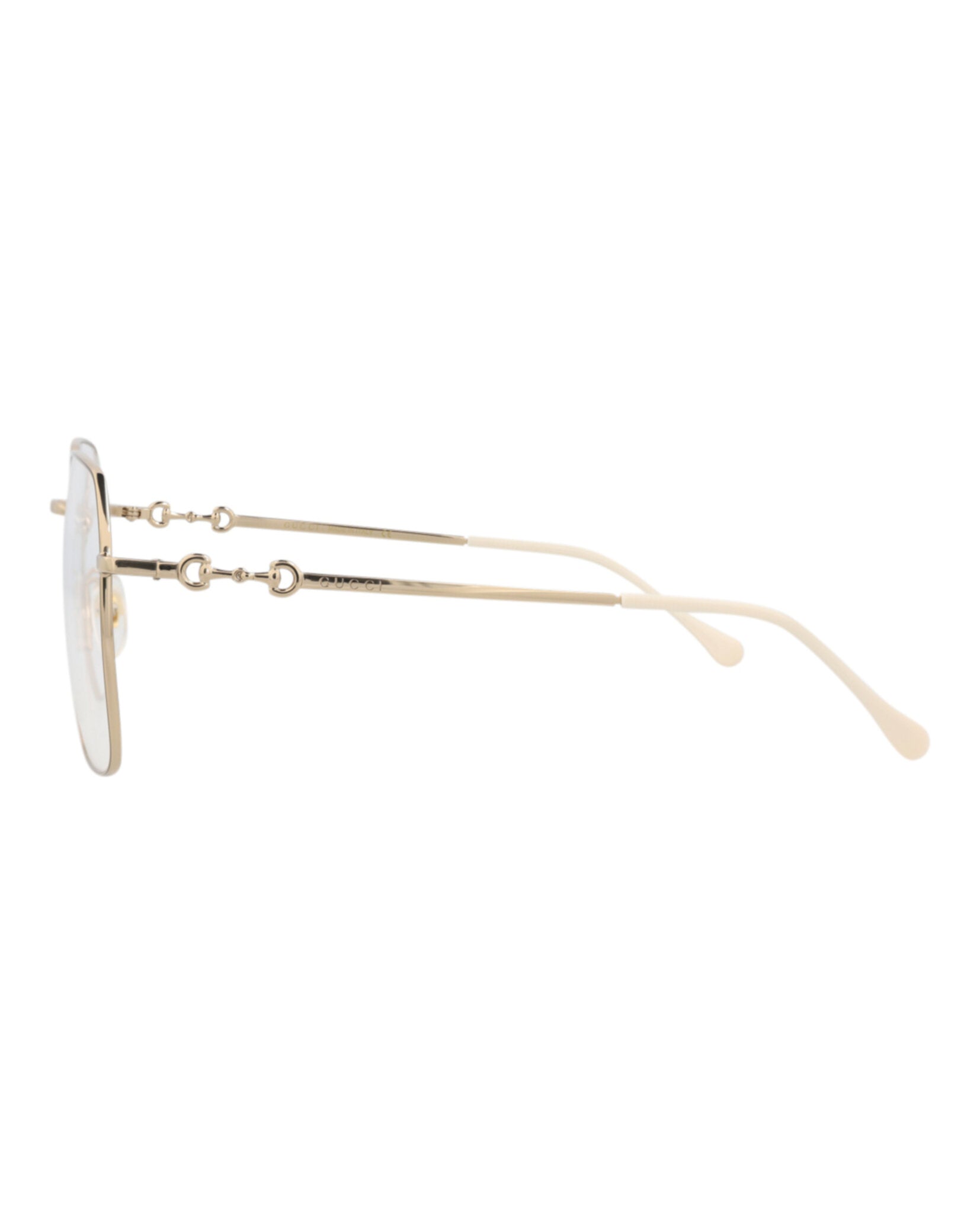 Gucci Gucci Unisex Square/Rectangle Gold Gold Transparent Fashion Designer Eyewear