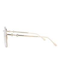 Gucci Gucci Unisex Square/Rectangle Gold Gold Transparent Fashion Designer Eyewear