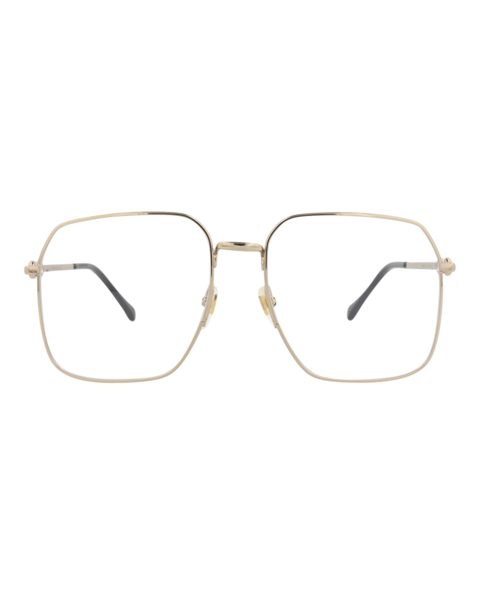 Gucci Unisex Square/Rectangle Gold Gold Transparent Fashion Designer Eyewear