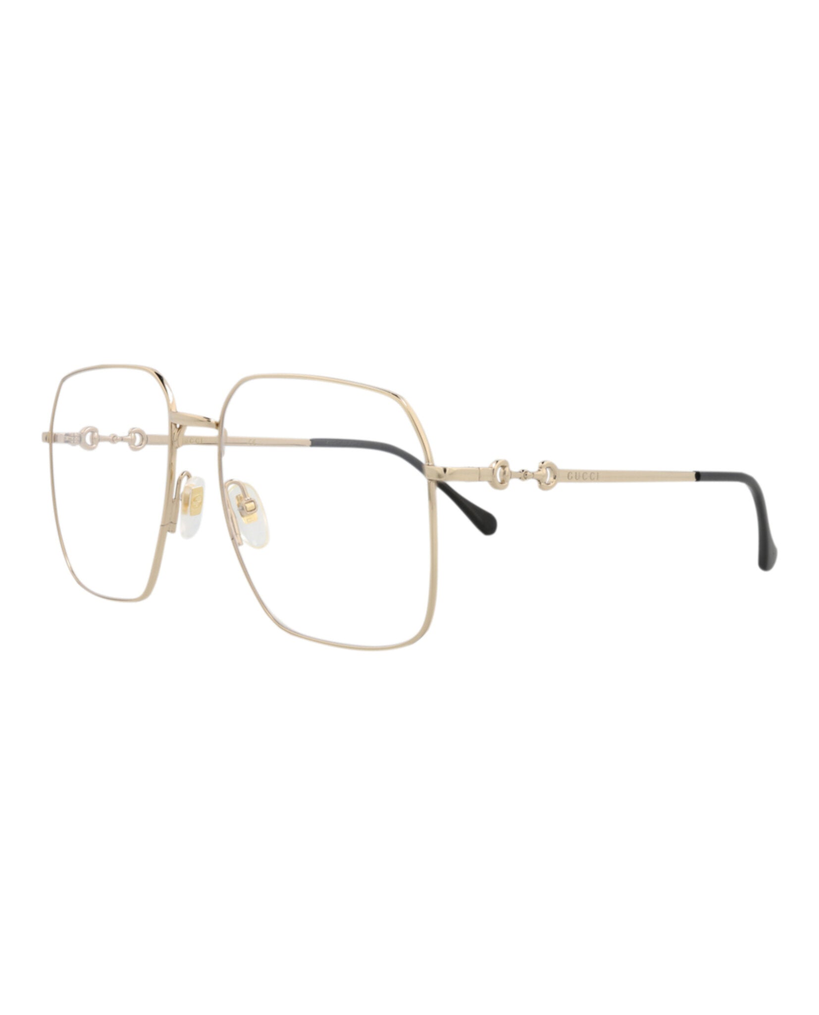 Gucci Unisex Square/Rectangle Gold Gold Transparent Fashion Designer Eyewear