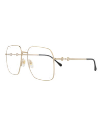 Gucci Unisex Square/Rectangle Gold Gold Transparent Fashion Designer Eyewear