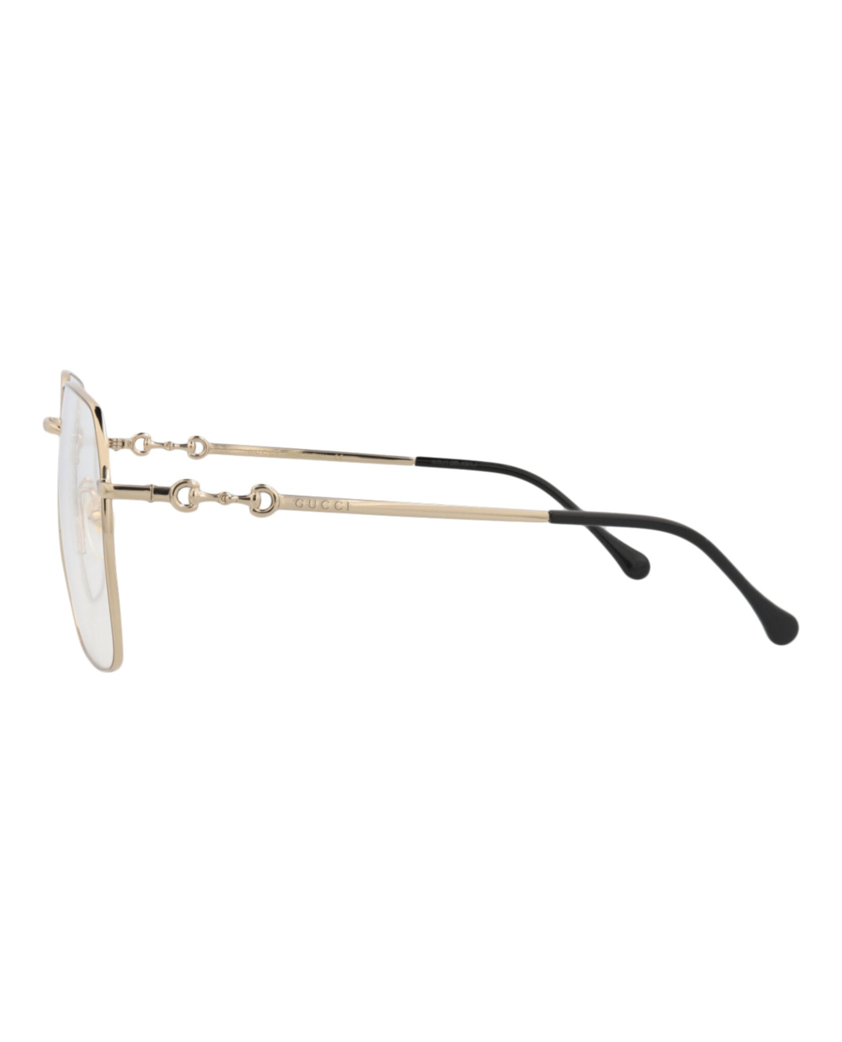 Gucci Unisex Square/Rectangle Gold Gold Transparent Fashion Designer Eyewear