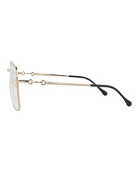 Gucci Unisex Square/Rectangle Gold Gold Transparent Fashion Designer Eyewear